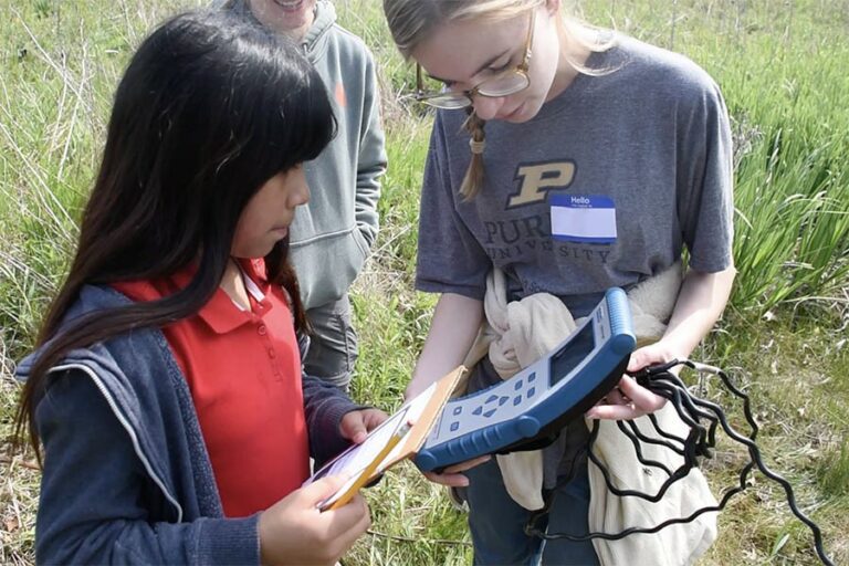 Students learning to use surveyor tool.