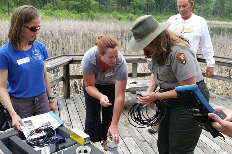 Teachers learning how to use Hydrolab.